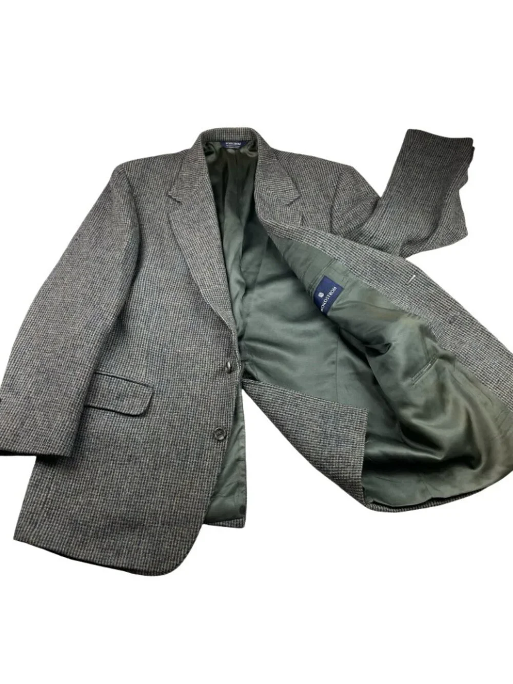 VTG Harris Tweed x Nordstrom Men's 100% Wool Blazer Blue/Beige • USA • 44R